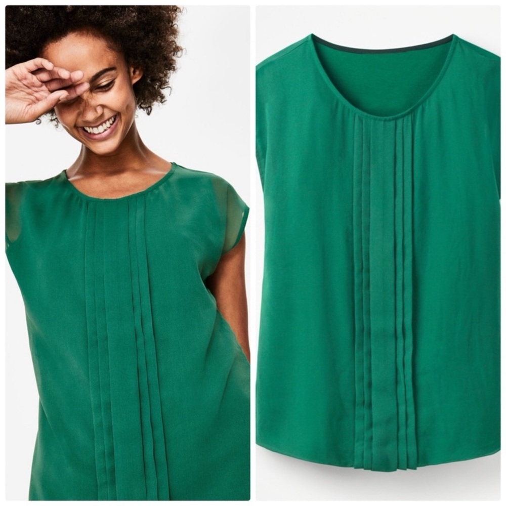 Boden Dakota Jersey Top Blouse Green US Size 10 Office Work Weekend Brunch